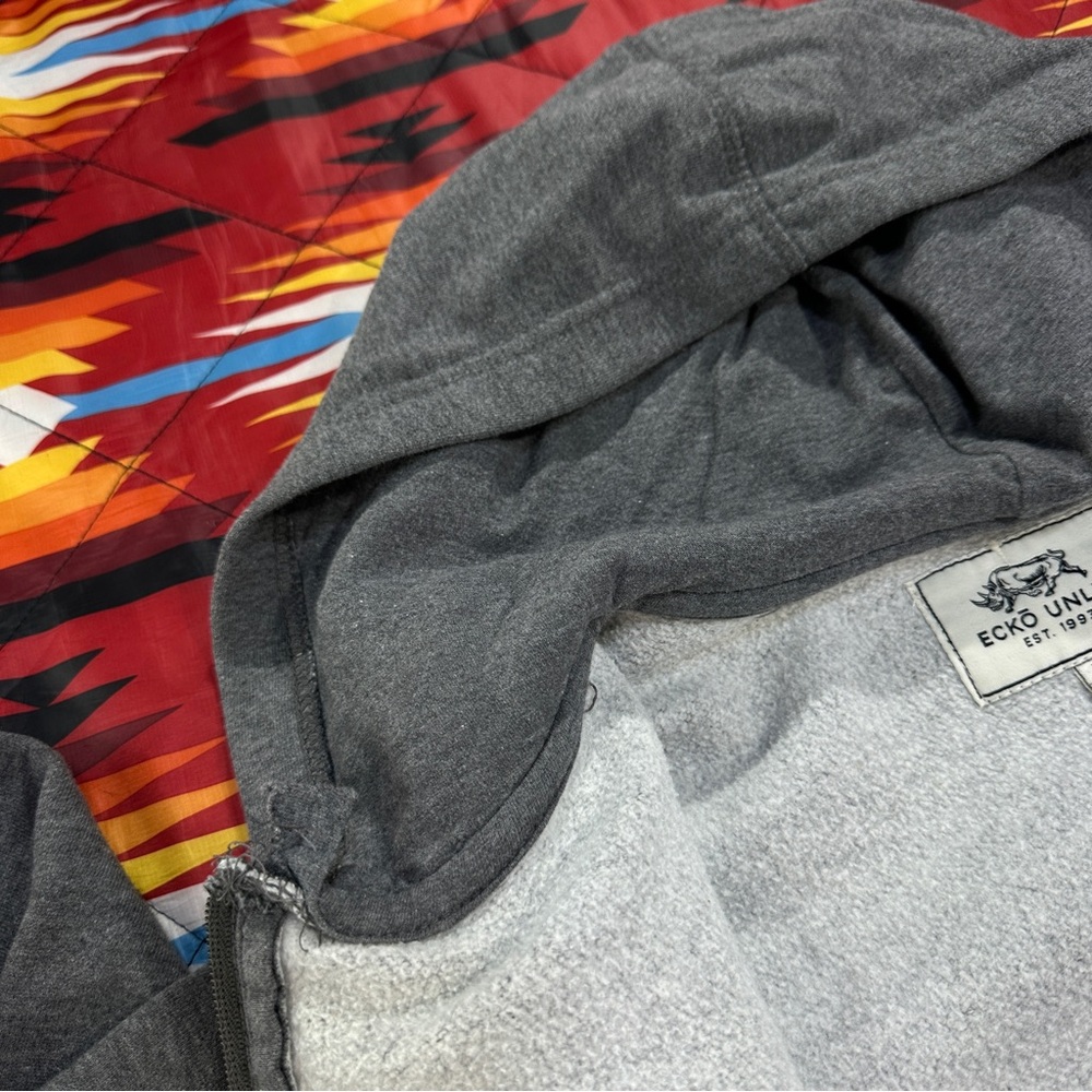Ecko Unltd Gray Hoodie Full Zip Sweater Rhino Embroidered Grunge Hip Hop Mens XS - Picture 11 of 11